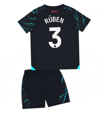 Lacne Dětský Futbalové dres Manchester City Ruben Dias #3 2023-24 Krátky Rukáv - Tretina (+ trenírky)